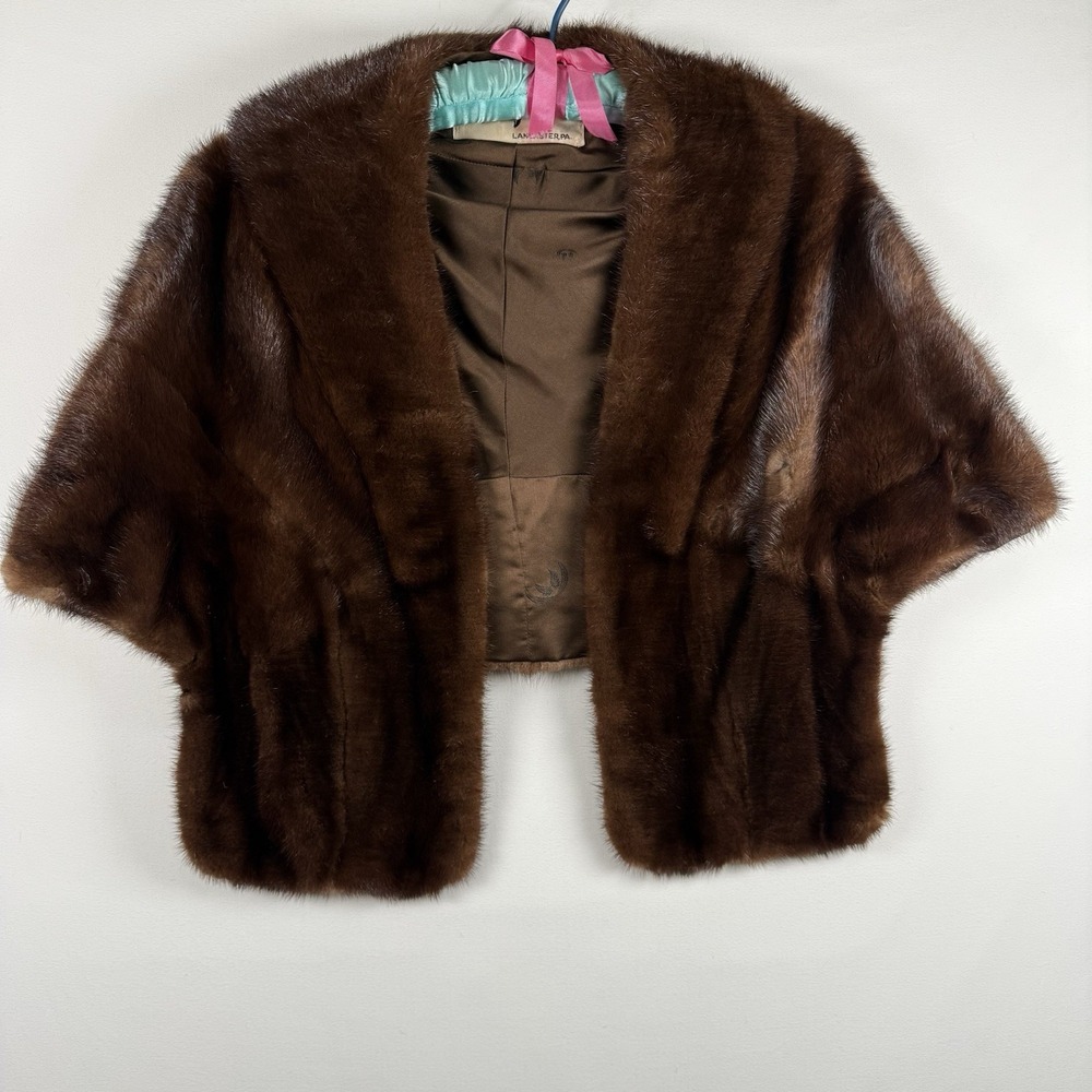 Vintage Early-Mid 1900's Brown Mink Fur Stole Cape Shawl Hager's